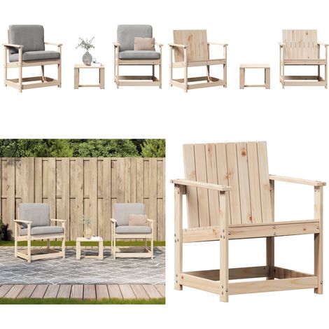 Salon de jardin 3 pcs bois massif de pin - Salon De Jardin - Mobilier Extérieur - Table De Jardin - Chaises De Jardin - Bois Massif - Home & Living (1/5)