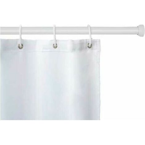 Ulisem Tringle rideau de douche télescopique blanc, Barre de douche extensible, fixation sans perçage par torsion, aluminium inoxydable - embout en caoutchouc, Ø 20 mm x 110 - 185 cm (1/4)