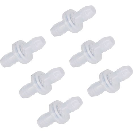 Lot de 6 clapets anti-retour en plastique unidirectionnels pour liquides et gaz, diamètre d'interface 3/8 pouce (10 mm), coque en PP, membrane en fluoroélastomère. (1/5)