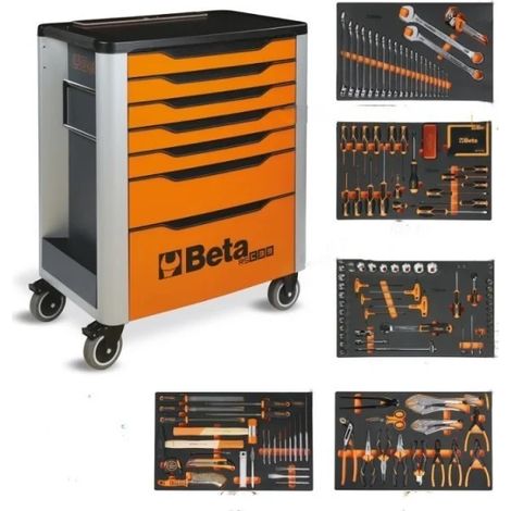 Beta Cassettiera mobile porta attrezzi 7 cassetti con assortimento 288 Pz. 3900 RSC39/7-O VI cod. 039000701 (1/5)