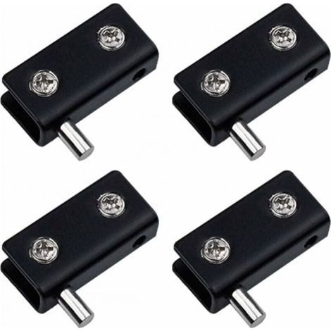 Pivot Hinge, Frameless Glass Door Hinge Set of 4 - Black - Stainless Steel Glass Door Clips with Adjustable Pin - Replacement Kit for 5-7mm Glass Door (1/5)