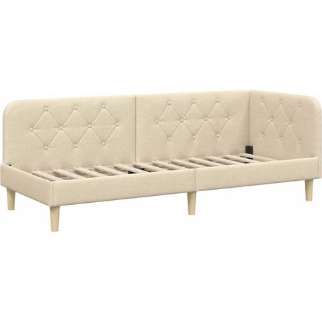 Corner Bed Frame Cream 80 x 200 cm Fabric vidaXL