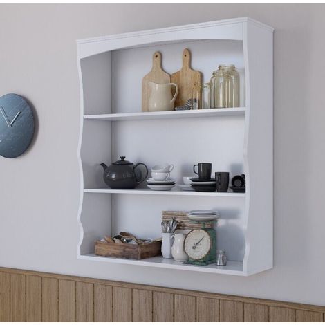 Wall Mounted Shelves Painted White 3 Book Shelves Ideal for Kids Bedroom Kitchen (1/5)