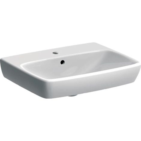 Lavabo suspendido 55 cm blanco brillo - Geberit Selnova Square - Con medio pedestal para lavabo