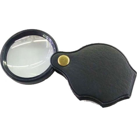Loupe de Poche,65mm 10X mini Loupe Pliante avec Étui de Protection Rotatif en cuir