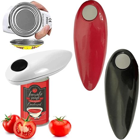 Ouvre-boîte électrique, ouvre-bouteille automatique, ouvre-boîte à piles, pression facile, bords lisses, compatible avec tous types de boîtes de conserve. (1/5)