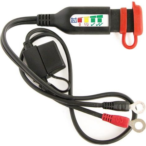 Cable optimizado para conectar el cargador a la batería con indicador de carga y conector SAE (STD, AGM, GEL) (con fusible de 15 A, longitud 60 CM) (EL)