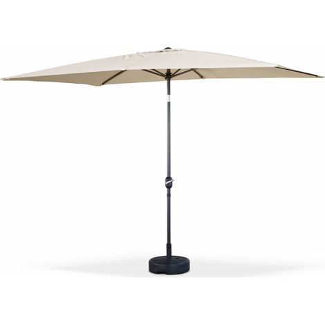 Parasol droit rectangulaire 2x3m - Touquet Sable - mât central en aluminium orientable et manivelle d'ouverture