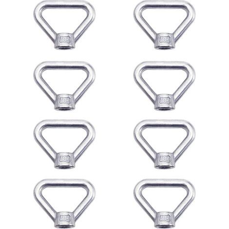 8-Piece M8 Lifting Eye Nut Set, Silver 304 Stainless Steel Triangle Ring Nut, Lifting Eye Nut, Fastener M8 Female Ring Nut (1/5)