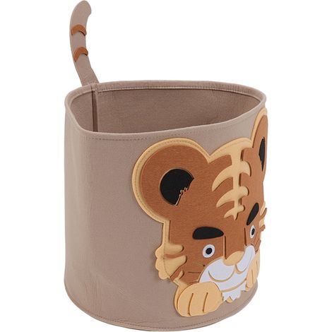 Panier à linge en coton épais, motif animaux de dessin animé, seau de rangement pour vêtements sales et jouets d'enfants, 30 x 27 cm, tigre (1/5)