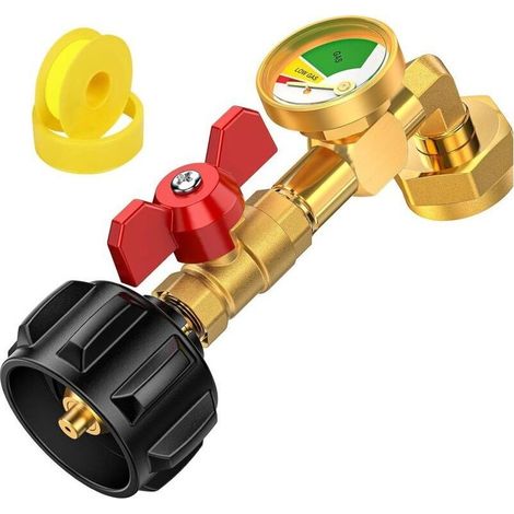 Connecteur de gonflage pour bouteille de propane avec adaptateur de gaz lumineux pour montre + matière première dorée (1/5)
