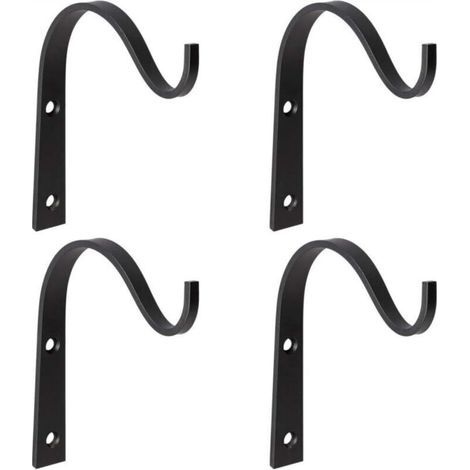 Lot de 4 crochets muraux en fer, parfaits pour suspendre lanternes, supports pour plantes et fixations métalliques pour clôtures. 7,6 cm (noir) (1/4)