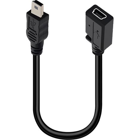 Mini USB male to female adapter cable for dashcams with T-type charging interface and Mini 5-pin data extension cable. (1/5)