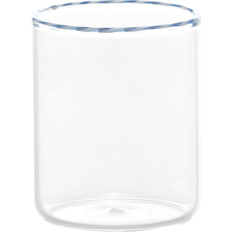 Set 6 Bicchieri Tumbler Intrecci in Vetro Borosilicato Soffiato a Mano, Finitura Bianco e Blu, Design Elegante e Resistente agli Shock Termici