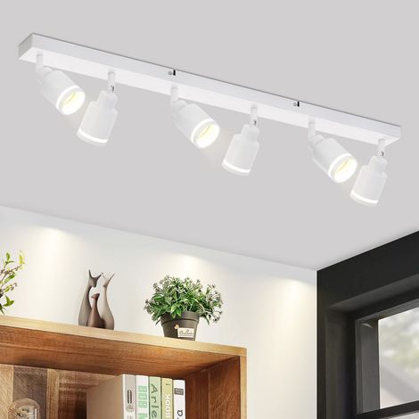 Faretto da Soffitto Bianco GBLY  Plafoniera Moderna:Orientabili a 6 Lampadina Faretti GU10 in Metallo Plafoniera Faretto da Parete per Interni per Corridoio Ufficio Cucina Soggiorno