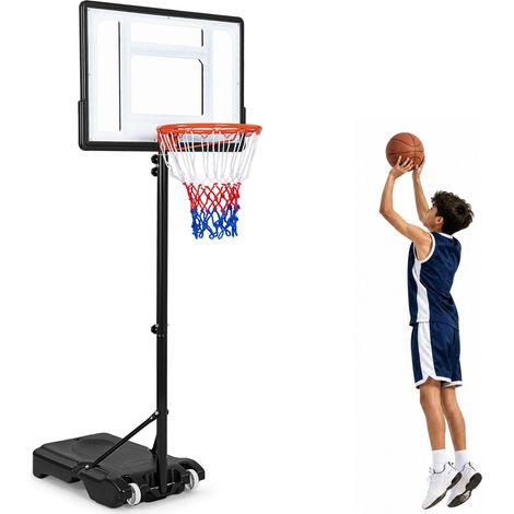 COSTWAY Panier de Basket sur Pied 2,15-2,6 m pour Adolescents, Adultes (1/5)