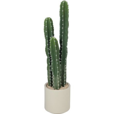 Plante artificielle cactus décoratif 95 cm avec pot moderne et pierres décoratives (1/5)