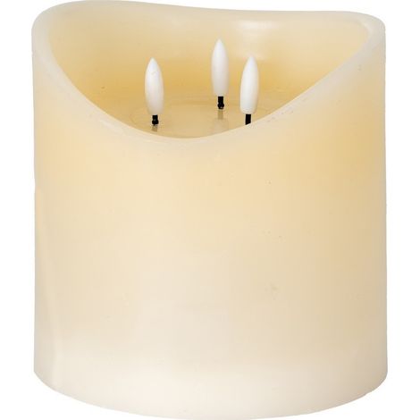 Luxe Collection Natural Glow 6x6 Melted LED Candle - Plastic - L15 x W15 x H15 cm - Cream