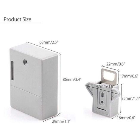 Serrure magnetique,Ferme-porte Batterie Capteur de carte IC Tiroir d'armoire Intelligent DIY Serrure numérique cachée invisible sans trou perforé (1/3)