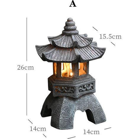 Lanterne a pagoda alimentate ad energia solare, ornamenti da giardino in stile giapponese, pagoda vintage luminosa e autosufficiente decorativa per prato (1/4)