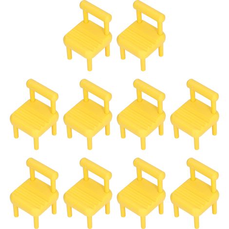 Lot de 10 chaises jaunes réalistes 1:12 pour maison de poupée, meubles miniatures de salle à manger avec détails riches pour accessoires photo. (1/5)
