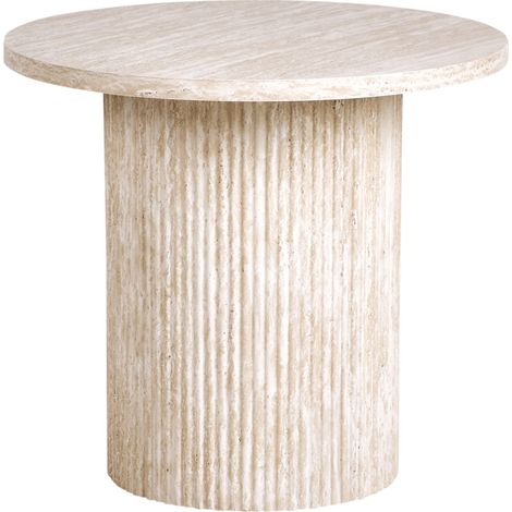 Mesa auxiliar tablero de MDF chapado base con aspecto de piedra diseño moderno ø 50 cm beige Ammon