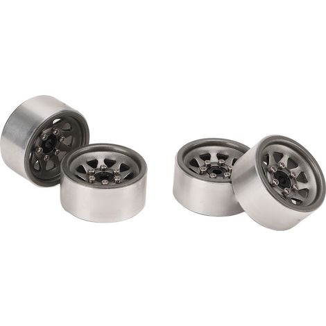 4 Pièces Jantes Métal Universelles pour Voiture RC 1 Pouce, Légères, Rechange, Rehaussement, Couleur Titane (1/5)