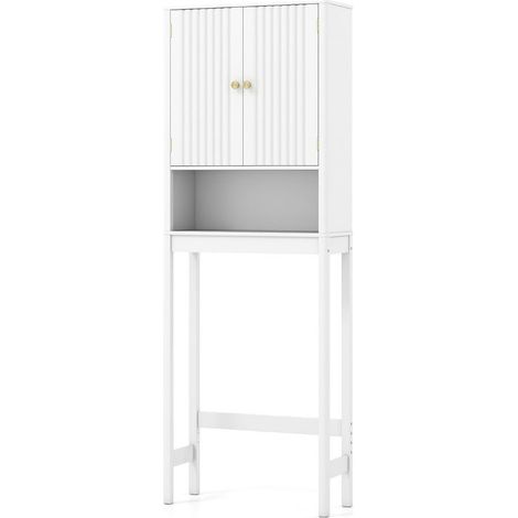 Armario de almacenamiento sobre el inodoro 60 x 23 x 168 cm optimiza el espacio de almacenamiento diseño flexible y moderno en MDF blanco 200017927