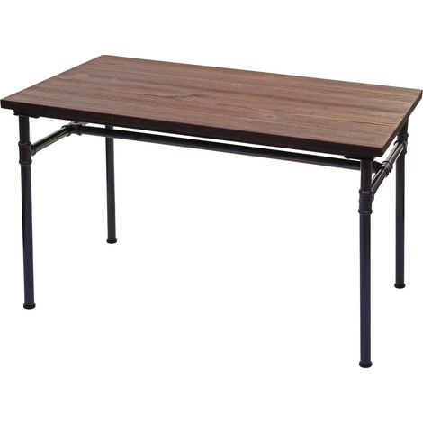 Esstisch HHG-486b, Tisch Bistrotisch, Metall Ulme Holz Industrial Gastronomie MVG schwarz-braun 120x70cm