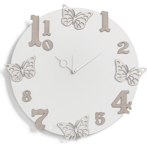 Orologio rotondo da parete in legno laminato D50 BRC - Farfalle (1/2)