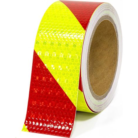 Red/Yellow Reflective Tape 20m x 5cm Waterproof Reflective Tape Self-Adhesive Warning Tape Safety Tape - High Visibility Warning Tape for Vehicles and Cars (1/5)
