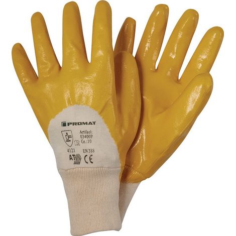 Guantes Ems talla 8 amarillo, revestimiento de nitrilo especialmente de alta calidad (Por 12)