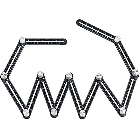 Règle de mesure multi-angles, 12 côtés - Localisateur de trous en alliage d'aluminium - Règle de mesure universelle multi-angle - Rapporteur réglable pour le sol