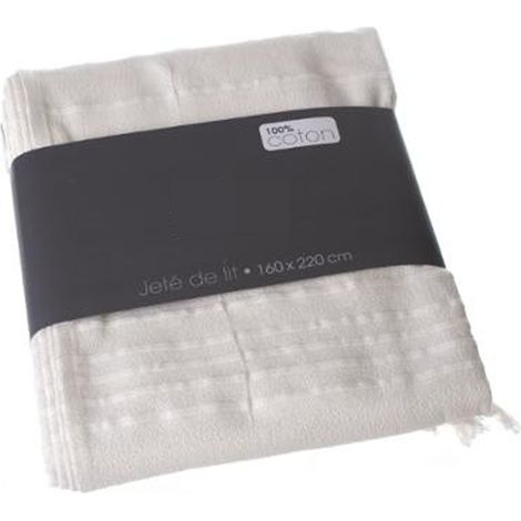 Couvre-lit, Jeté de lit en coton coloris ivoire, 160 x 220 cm -PEGANE-