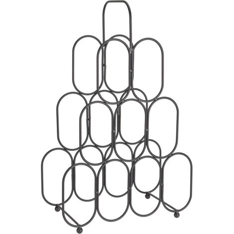Botellero de metal negro para 9 botellas, 36 x 56 cm