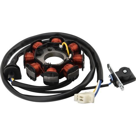 Replacement part conforming to original specifications of the magneto stator coil for Honda DIO50/Z4/Z5/AF34/AF35/Z4DIO 50cc series scooter. (1/4)