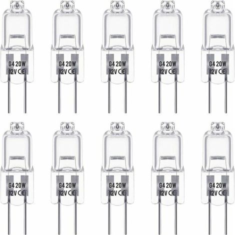 Lampadina alogena G4 12V 20W – Luce bianca calda 3000K – Luminosità 350LM – Dimmerabile – Confezione da 10 – Durata 2000 ore (1/5)