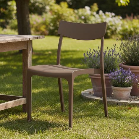 Dmora - Sillas de Jardín Orcus, Silla de jardin, Asiento exterior multiusos, Banco de jardín, Made in Italy, 54x46 h80 cm, Tórtola (1/3)