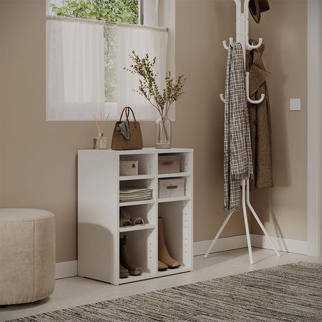 Schuhschrank Lysander, Weiß, 53 x 65.5 cm mit 7 offenen Fächern, Vicco (1/5)