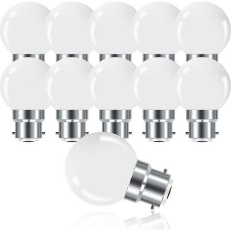 Ampoule LED à Baïonnette B22 3W,Ampoule Mini Globe Golfball B22 G45,Blanc Chaud 3000K,280LM,Non Dimmable,Lot de 10 [Classe énergétique G] (1/4)