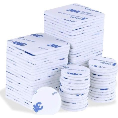 50 Pièces Autocollants Double Face, Ruban Mousse Adhésif Fort, Autocollants Imperméables Blancs, Carré 60x60 Mm, Rond 30 Mm, 25 Pièces Chacun, Adaptés À La Voiture, À La Décoration De La Maison (1/5)