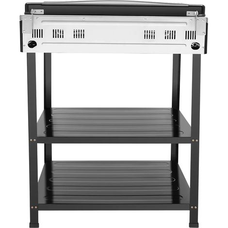 Cuisinière à gaz, 5 bruleurs, allumage manuel, noir (1/2)