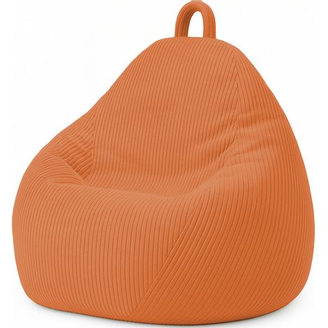 Pouf poire déhoussable velours côtelé - 120x100 cm terracotta (1/5)