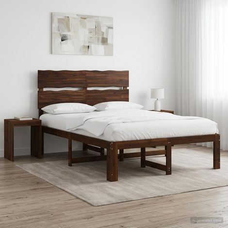 Cama doble con cabecero ROSTOCK Marrón Oscuro 160 x 200 cm (1/5)