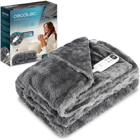 Cecotec coperta elettrica 180×130 HeatConfort Noa (180 × 130). 115 W, 10 livelli di temperatura regolabili, controller LCD extra