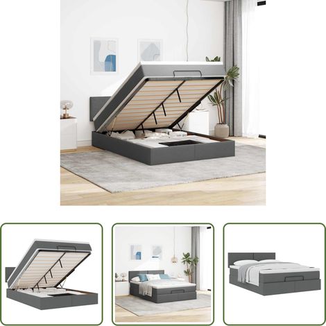 vidaXL Taschenfedern -  Ottoman-Bett mit Matratze Dunkelgrau 140x200 cm Stoff (1/5)