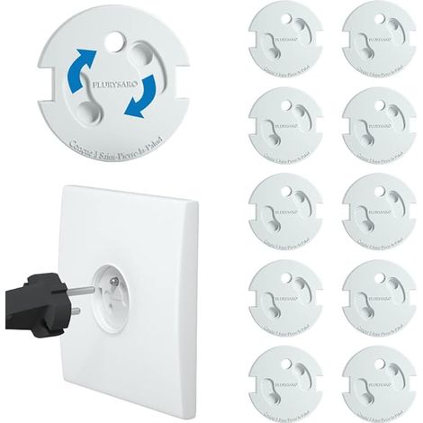 (10) Cache Prise Bébé - Révolutionnaire Protections Électrique ProPrise: Mécanisme Tournant (Sans Adhésif ni clef) pour la Sécurité Enfant domestique (1/4)