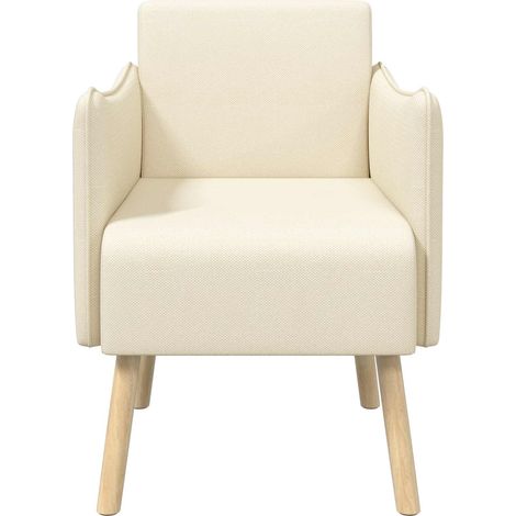 vidaXL Butaca decorativa Crema Terciopelo granulado (1/2)