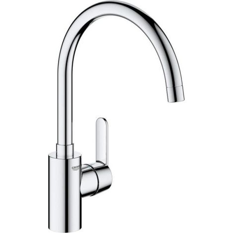 Mitigeur de cuisine - GROHE Get - Chromé - Bec en C - Bec Haut - Rotation 150° (1/3)