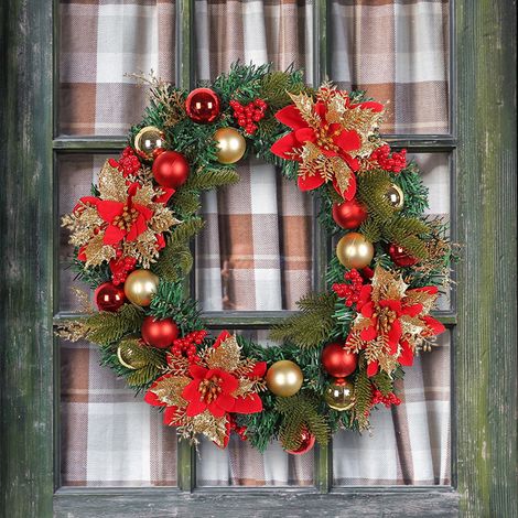 Guirlande De Noël - 40 cm - Pour Porte Intérieure Ou Extérieure - Décoration De Fenêtre De Magasin - Lot De 1 (1/5)